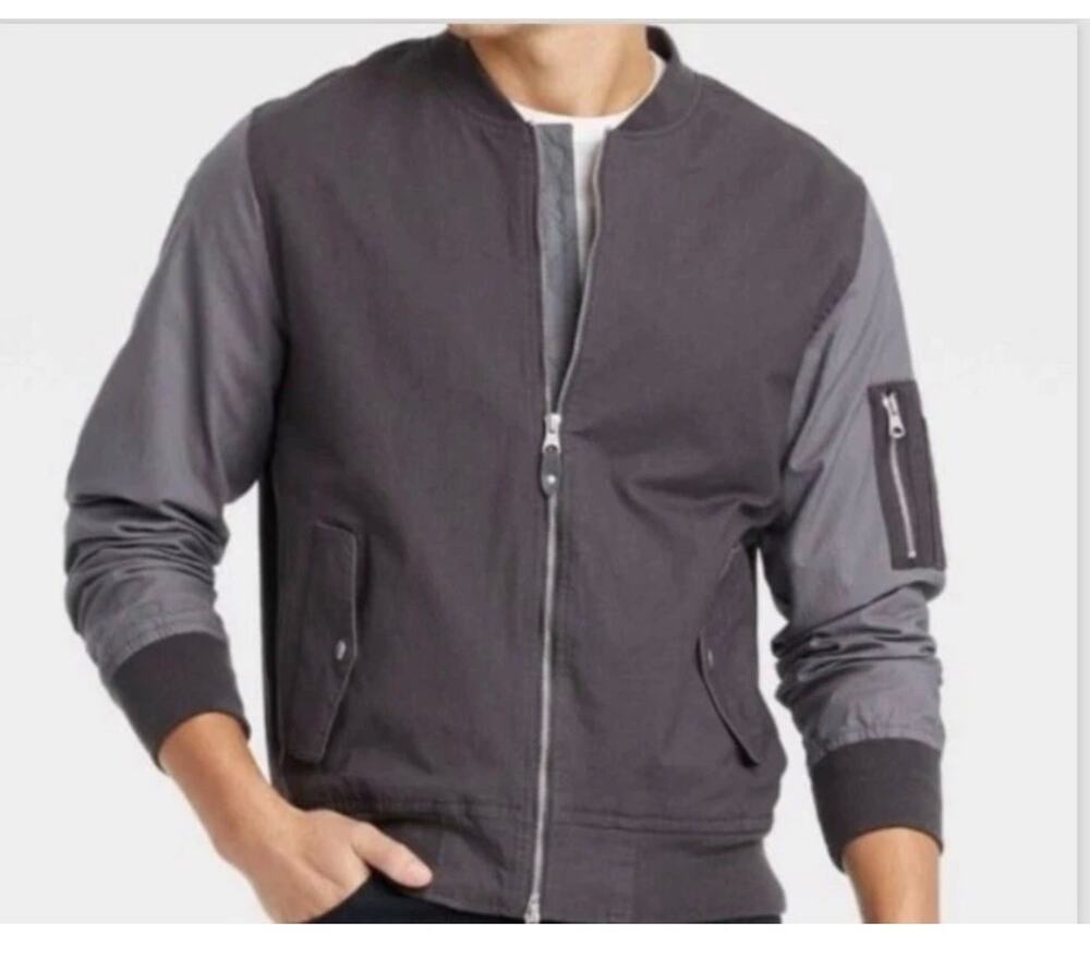 Goodfellow Men's Bomber Jacket Sz XXL Gray Cotton Utility Work Outdoor Gorpcore